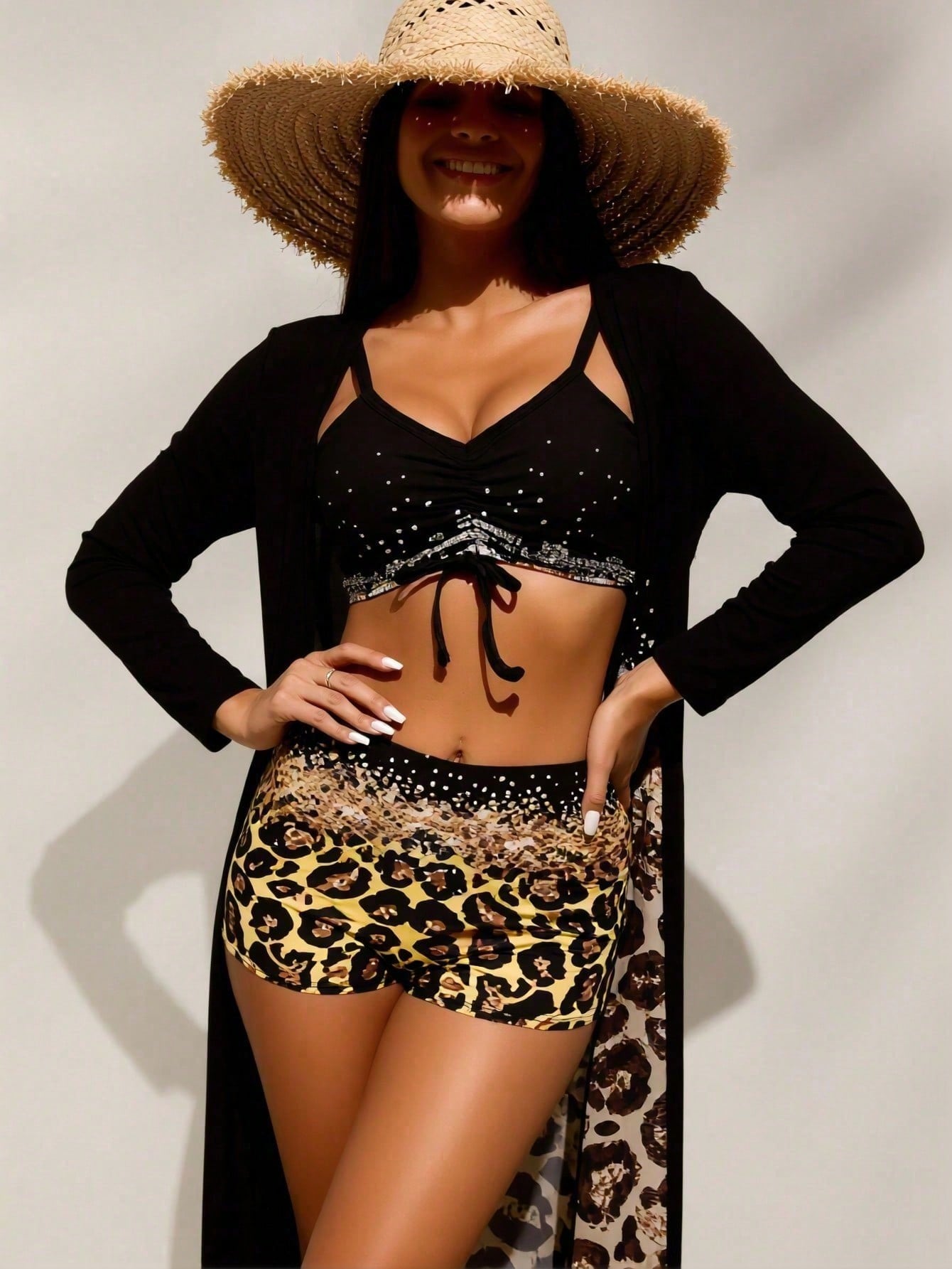 Tops - Haut de bikini noir à strass