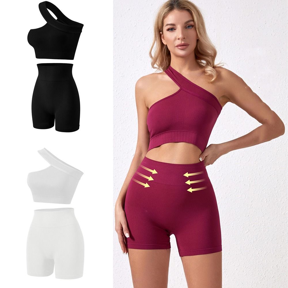 Seamless Ribbed Workout Tank Top - Ensemble de sport 2 pièces confortable