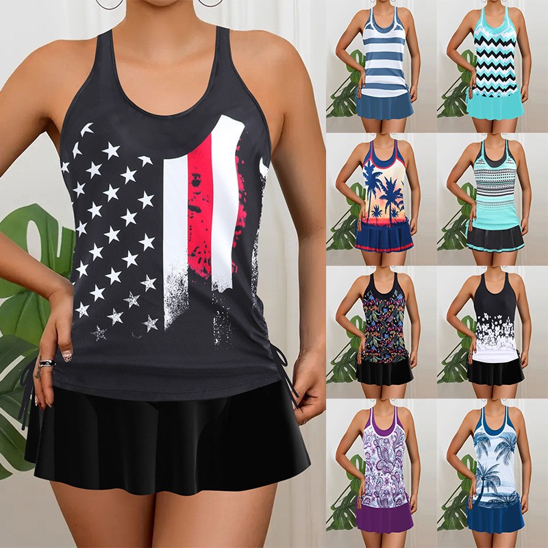 Skirts - Tankini femme, bikini sans manches, haut