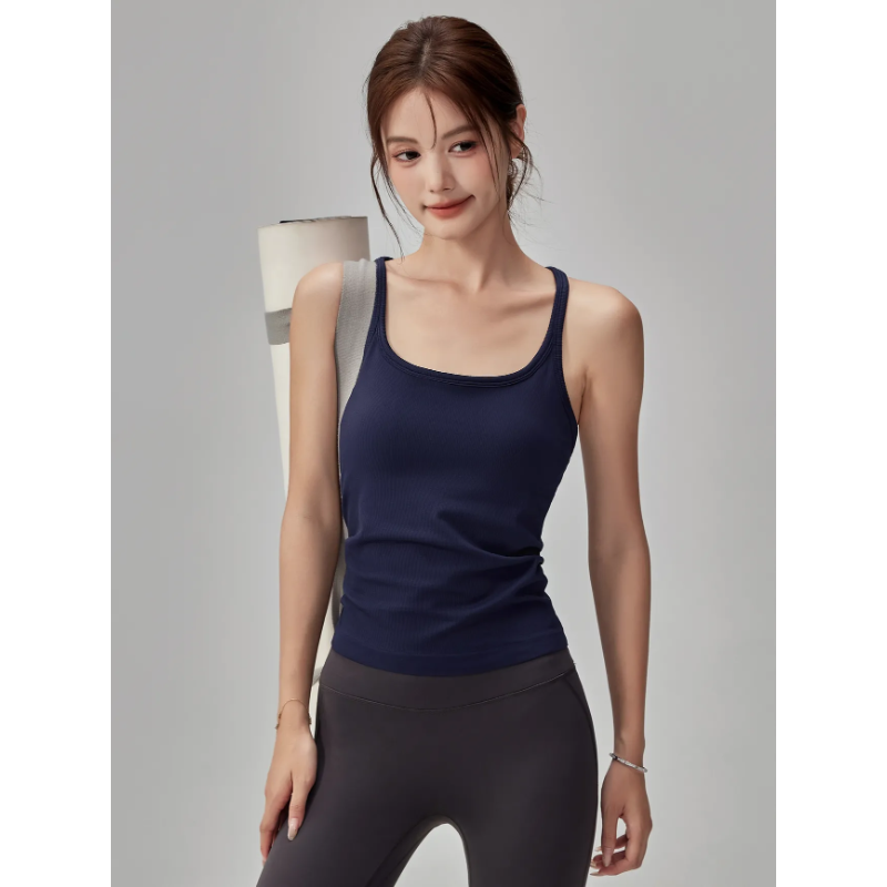 Seamless Ribbed Workout Tank Top - Débardeur côtelé sans couture pour femme