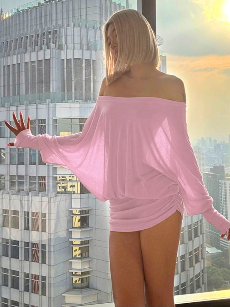 Sexy Mesh Sheer Bodycon Dress - Mini Robe transparente à épaules dénudées