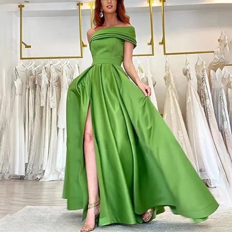 Elegant Satin Evening Gown Split - Robe de soirée élégante en satin