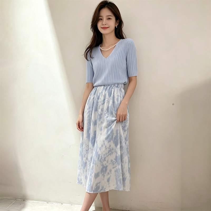 Korean Style A Line Shirt Dress - Ensemble deux pièces d'été 2026 pour