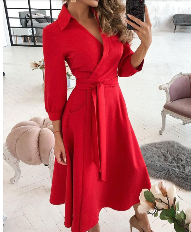 French Vintage Floral Midi Dress - Femmes robe imprimée Sexy col en