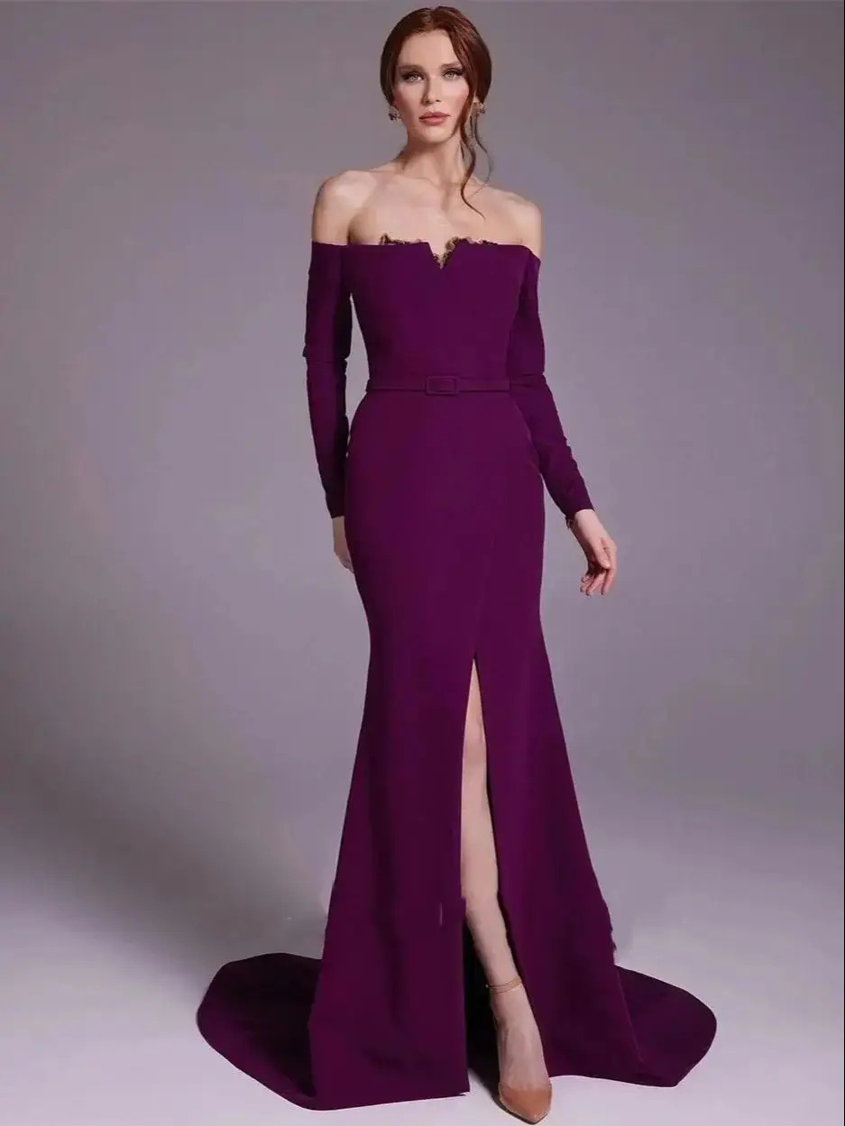Elegant Satin Evening Gown Split - Robe de soirée élégante en satin