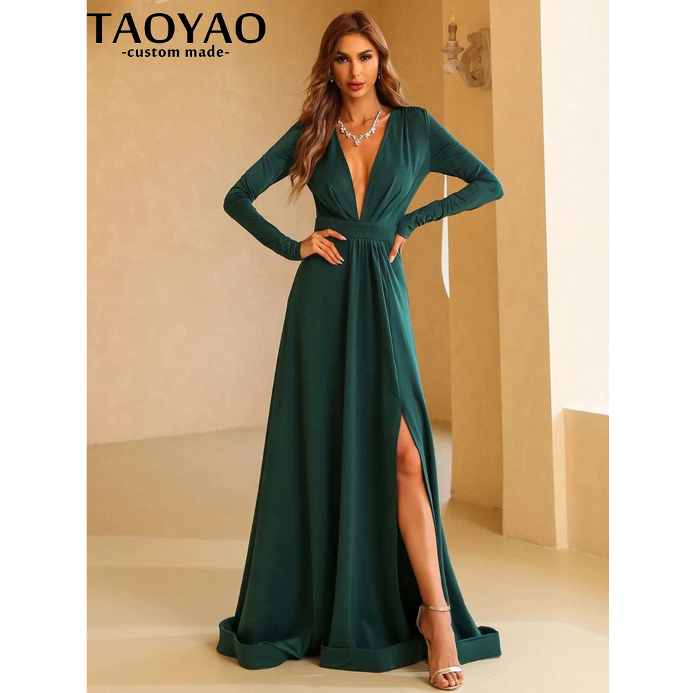 TaoYao-Robe de Soirée Personna - Elegant Satin Evening Gown Split avis et prix