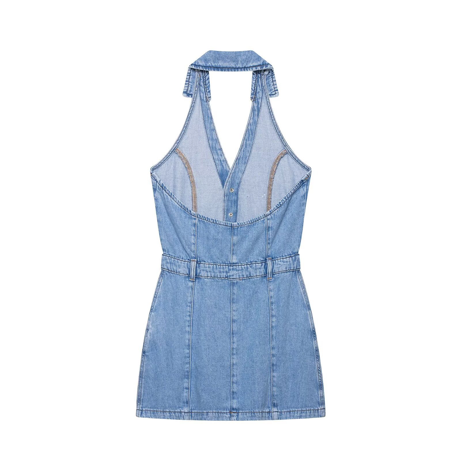 Robe Courte en Jean Y2K Halter - Y2K Backless Halter Mini Dress avis et prix