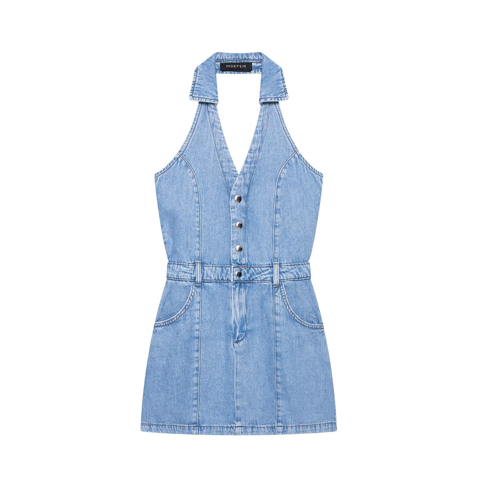 Robe Courte en Jean Y2K Halter - Y2K Backless Halter Mini Dress avis et prix