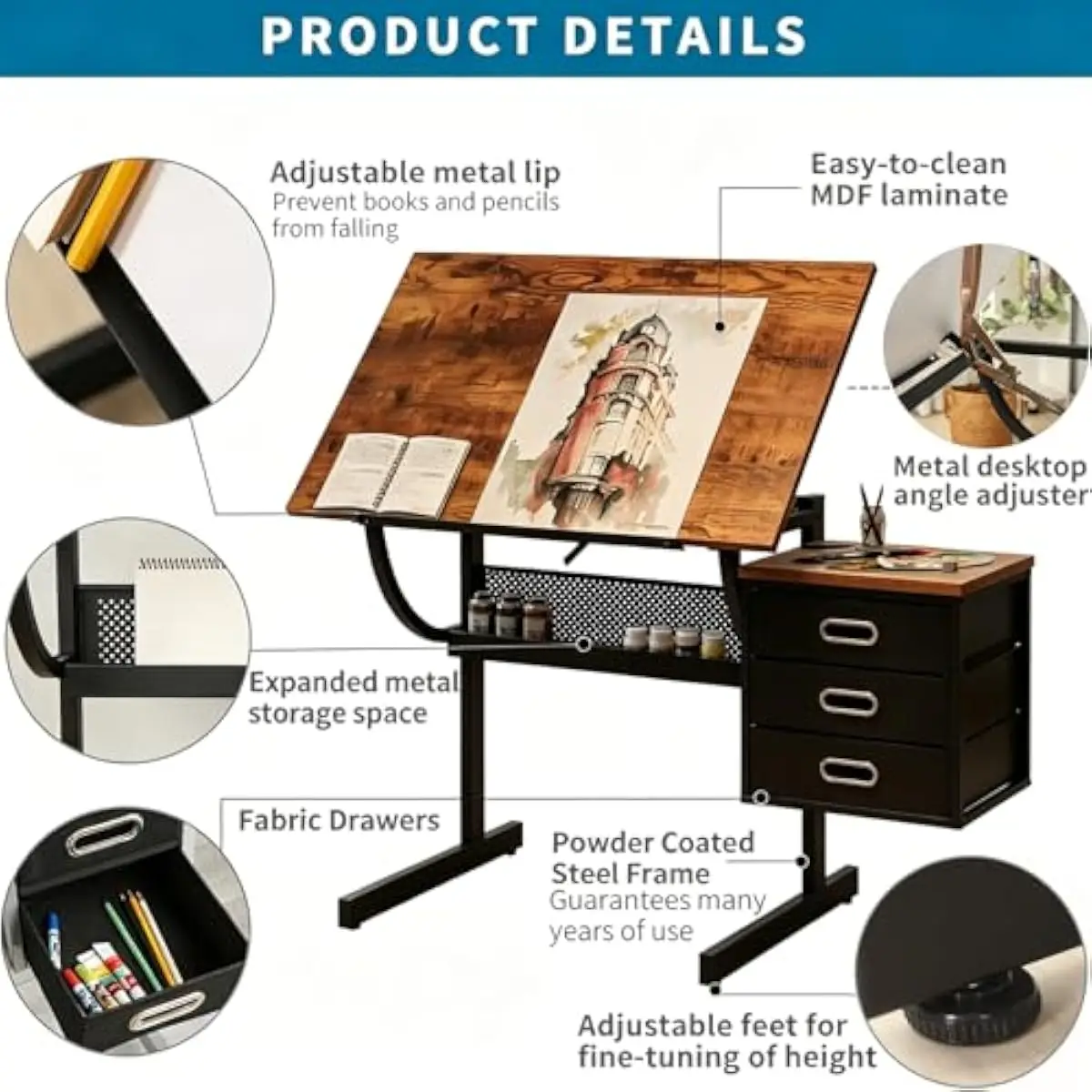 Bureau de dessin avec réglage  - Tops avis et prix