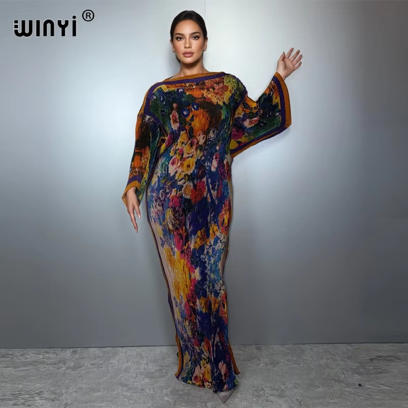 WINYI été plissé élastique rob - Boho Summer Beach Maxi Dress avis et prix
