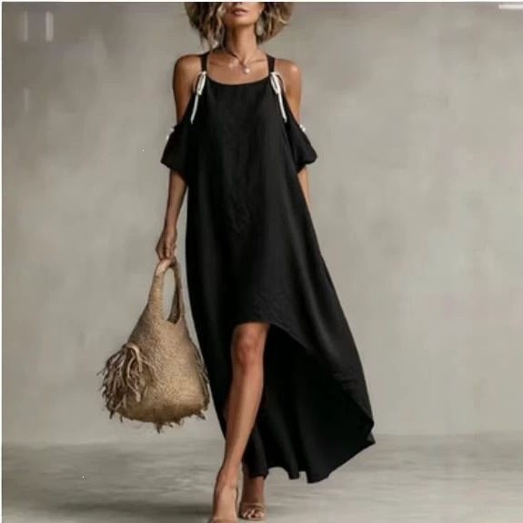 Robe d'été pour femme à manche - Off Shoulder Puff Sleeve Sundress avis et prix