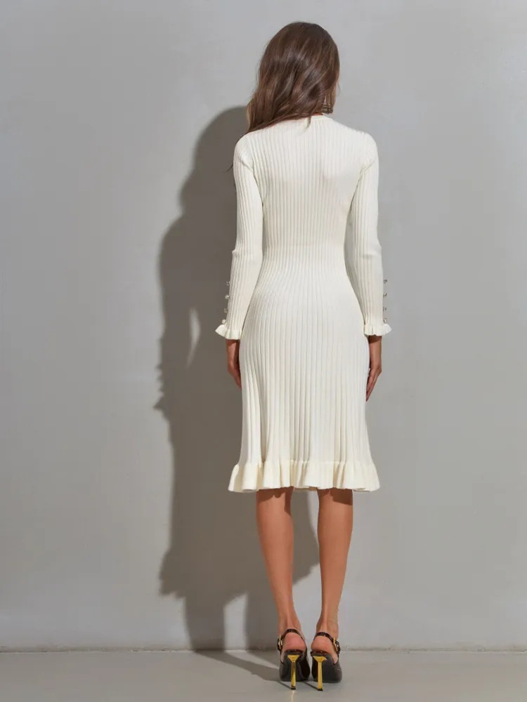 Robe moulante à manches longue - Bodycon Long Sleeve Ribbed Dress avis et prix