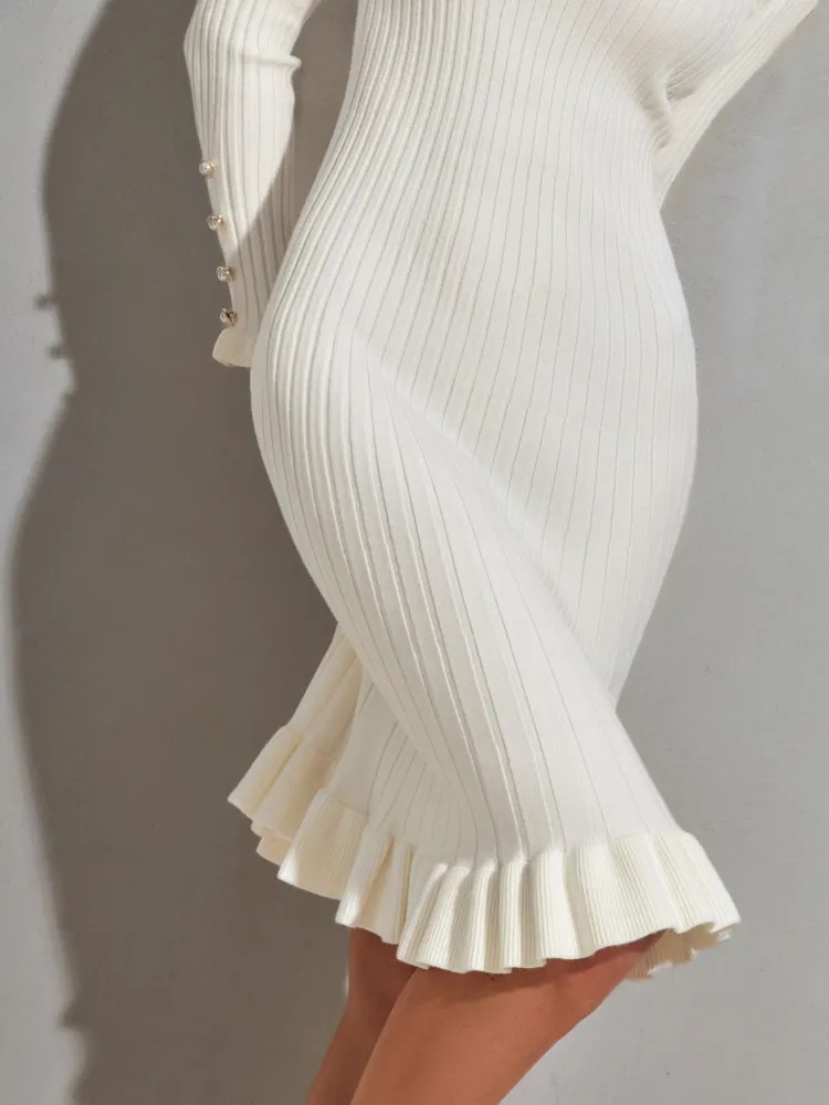 Robe moulante à manches longue - Bodycon Long Sleeve Ribbed Dress avis et prix