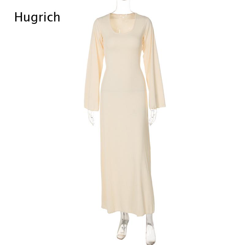 Robe longue élégante en maille - Bodycon Long Sleeve Ribbed Dress avis et prix