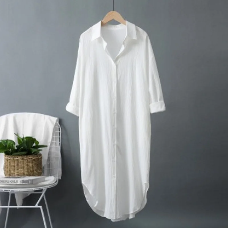 Nouvelles Robes Chemises Longu - Casual Loose Linen Shirt Dress avis et prix