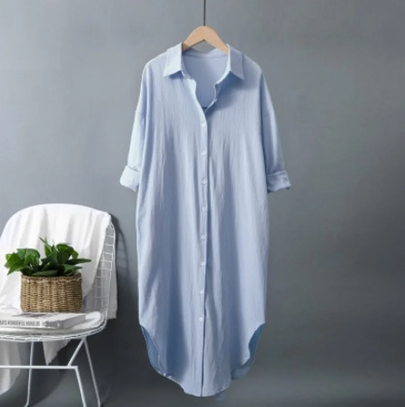 Nouvelles Robes Chemises Longu - Casual Loose Linen Shirt Dress avis et prix