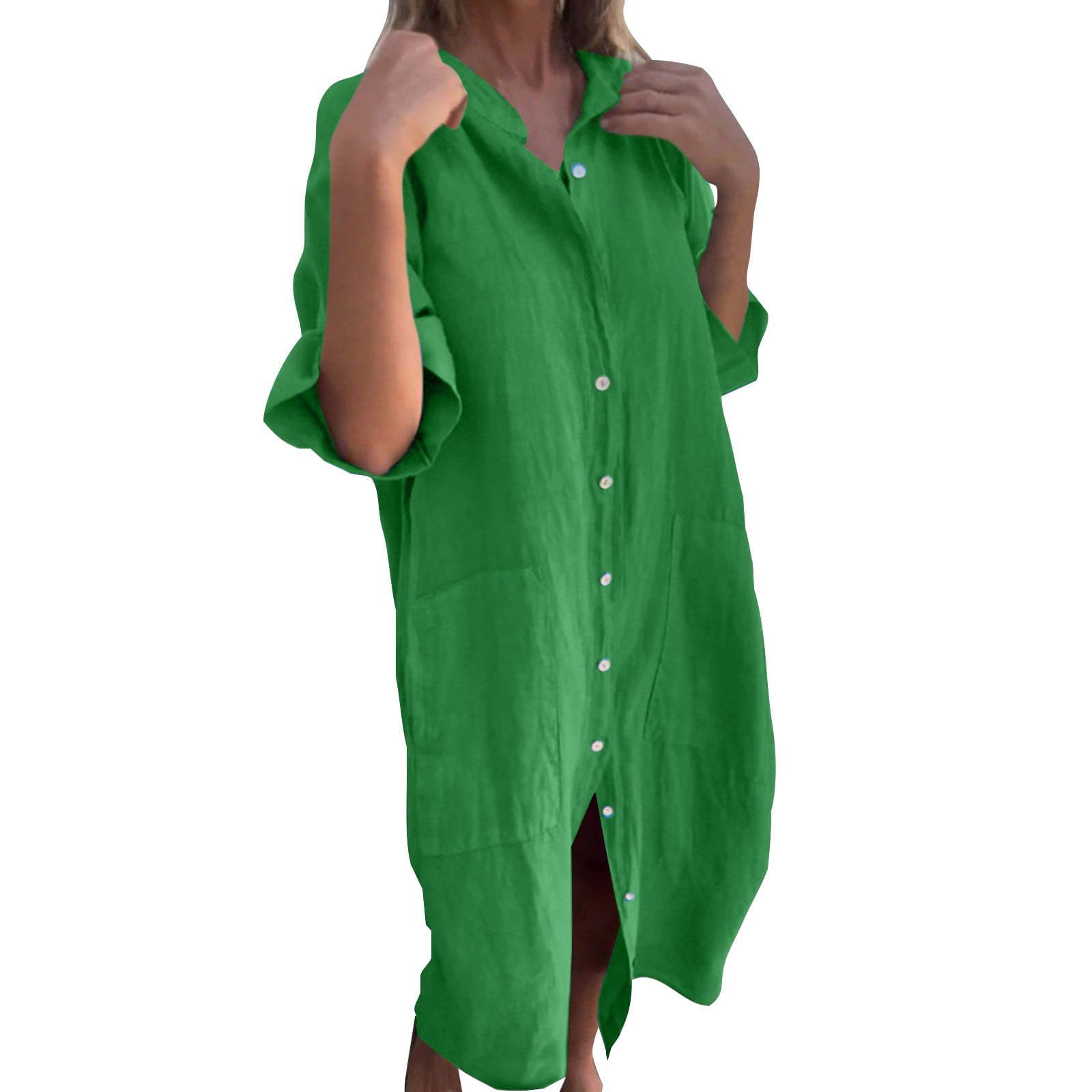 Robe chemise ample et décontra - Casual Loose Linen Shirt Dress avis et prix