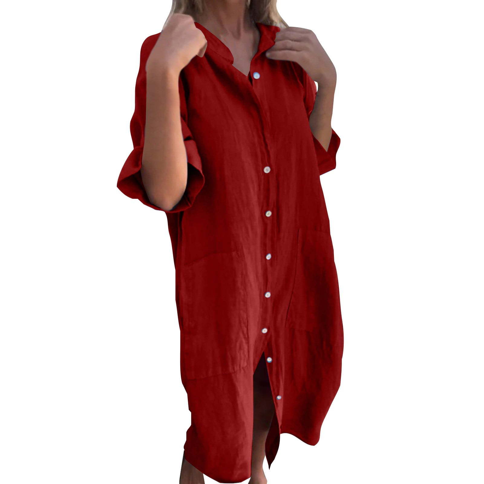 Robe chemise ample et décontra - Casual Loose Linen Shirt Dress avis et prix
