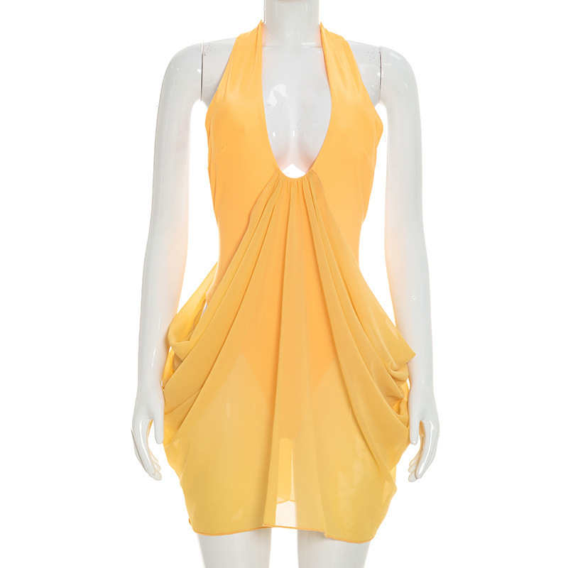Nouvelle Robe Mini Sexy Creuse - Y2K Backless Halter Mini Dress avis et prix