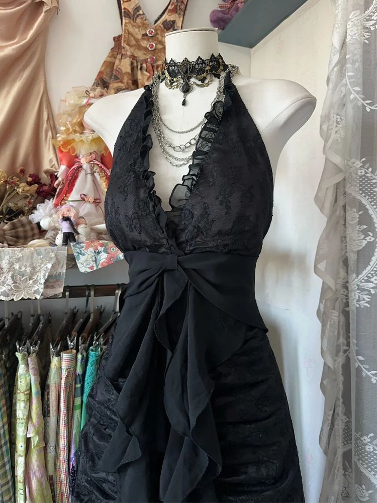 Robe Halter Vintage Y2K sans M - Y2K Backless Halter Mini Dress avis et prix