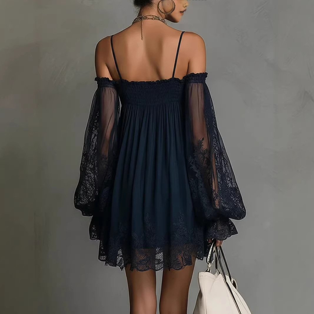 Robe Courte Épaules Dénudées e - Off Shoulder Puff Sleeve Sundress avis et prix