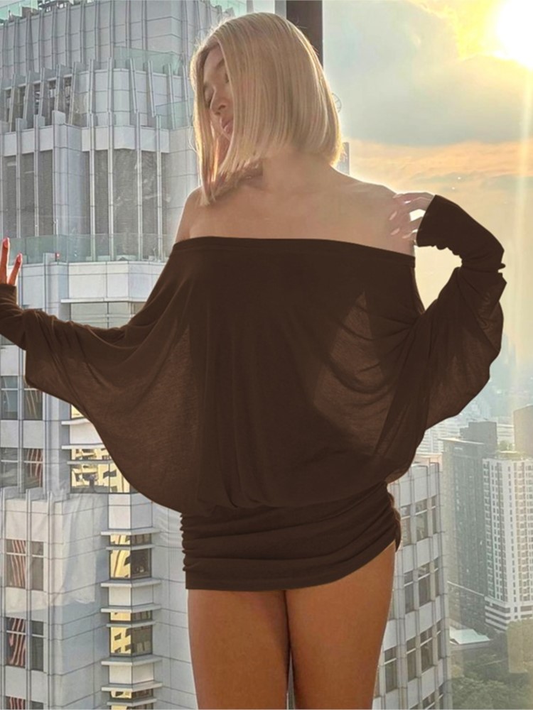 Mini Robe transparente à épaul - Sexy Mesh Sheer Bodycon Dress avis et prix