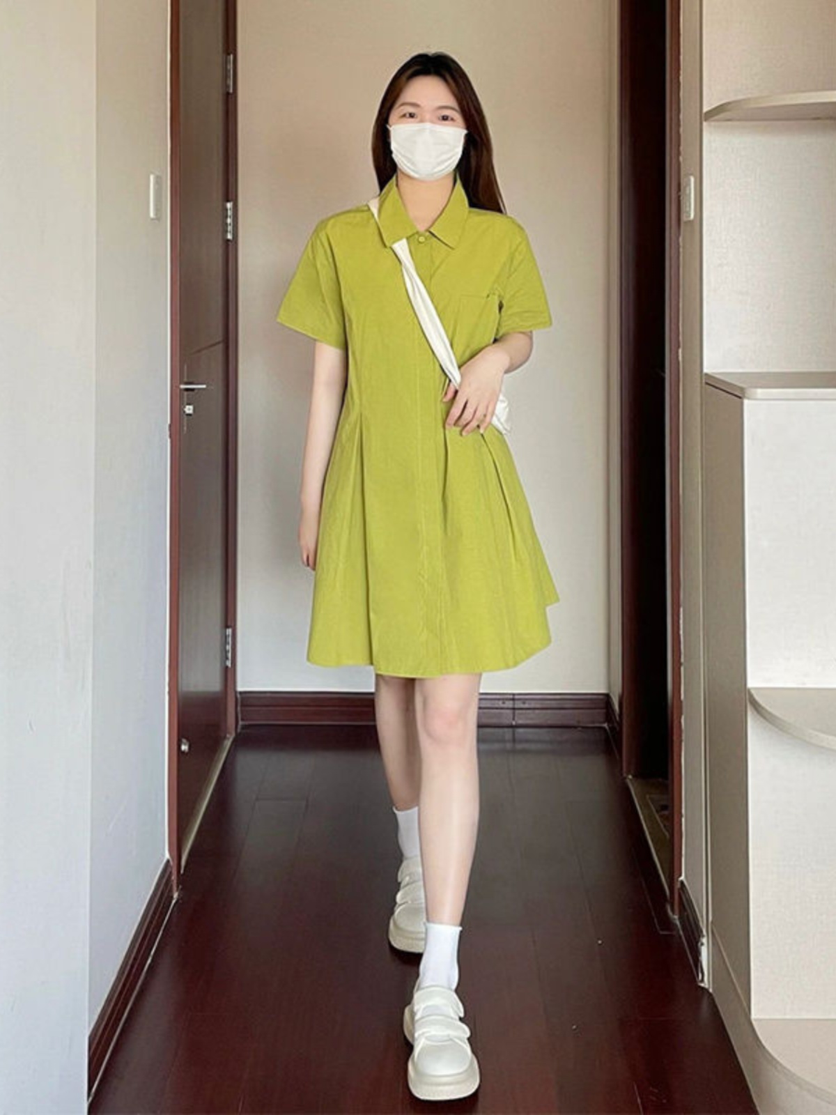 Robe à col grande taille pour  - Korean Style A Line Shirt Dress avis et prix