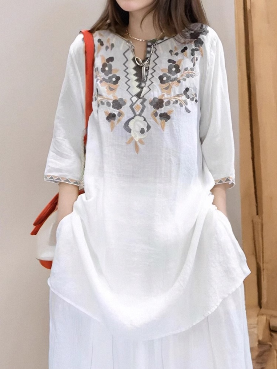 Robe chemise élégante en lin b - Casual Loose Linen Shirt Dress avis et prix