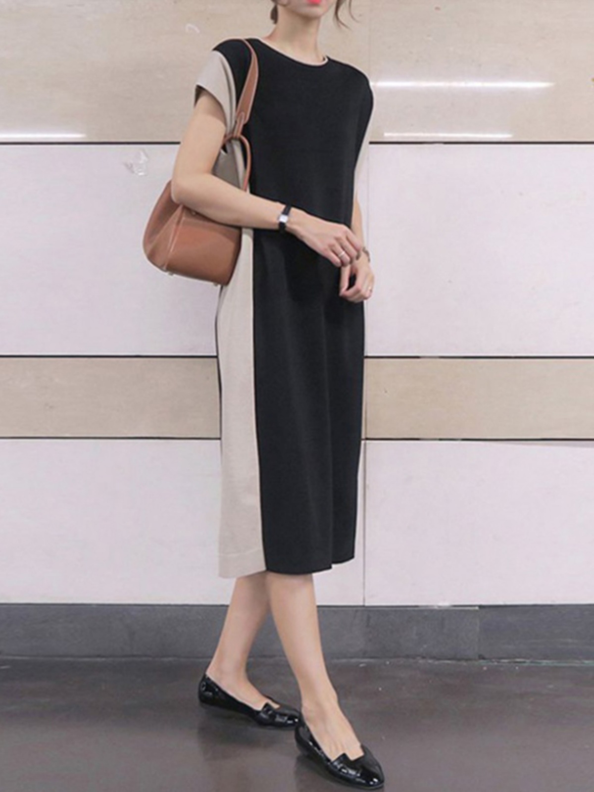 Robe T-shirt mi-longue amincis - Korean Style A Line Shirt Dress avis et prix