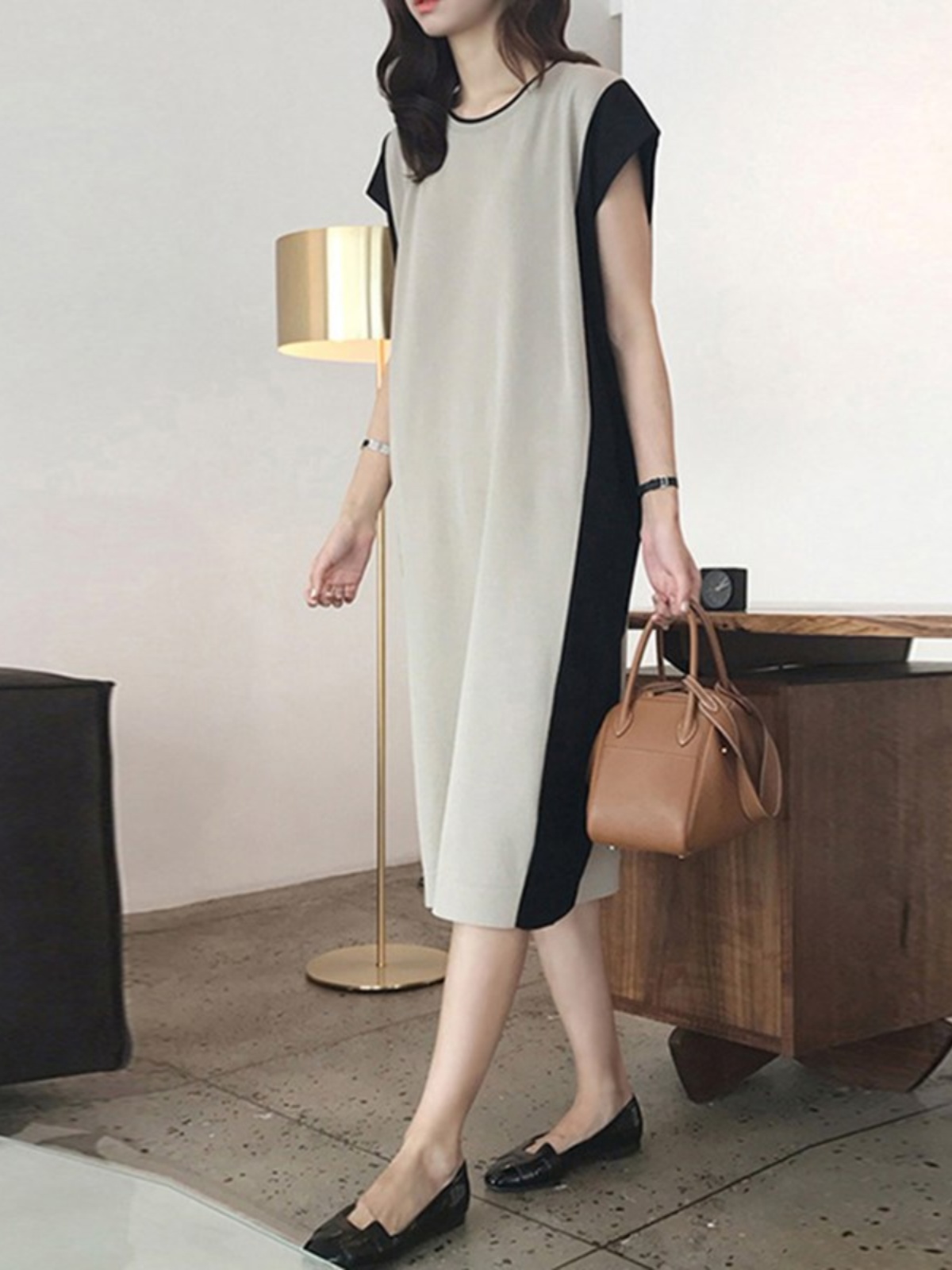 Robe T-shirt mi-longue amincis - Korean Style A Line Shirt Dress avis et prix