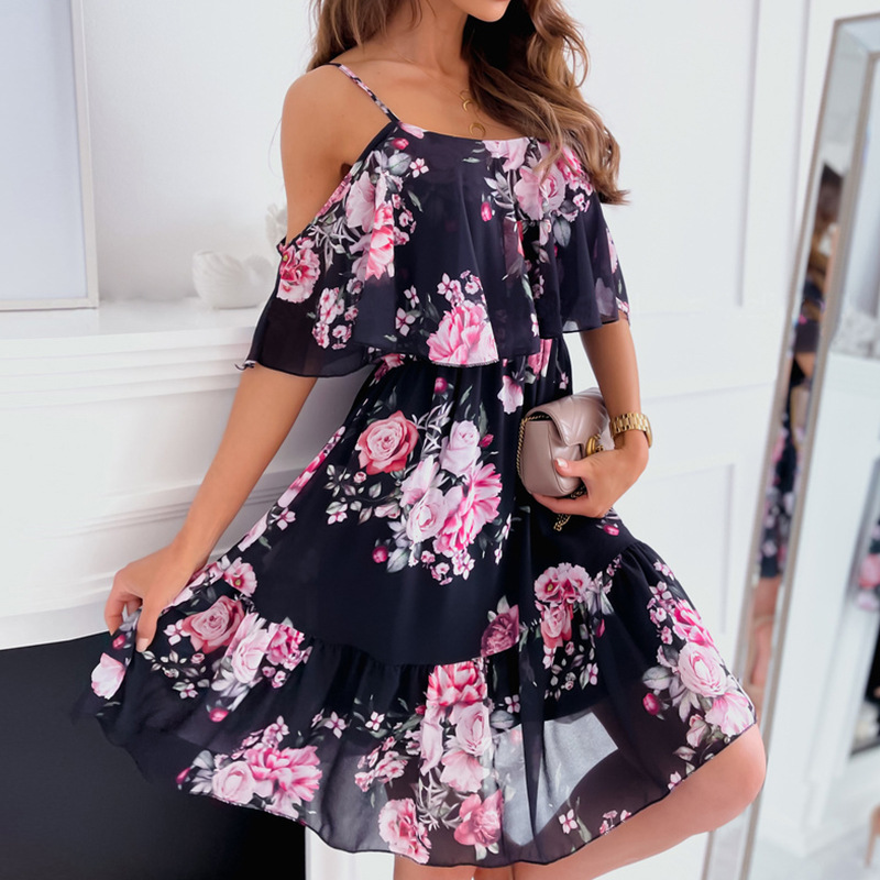 Femme robe 2025 été imprimé fl - French Vintage Floral Midi Dress avis et prix