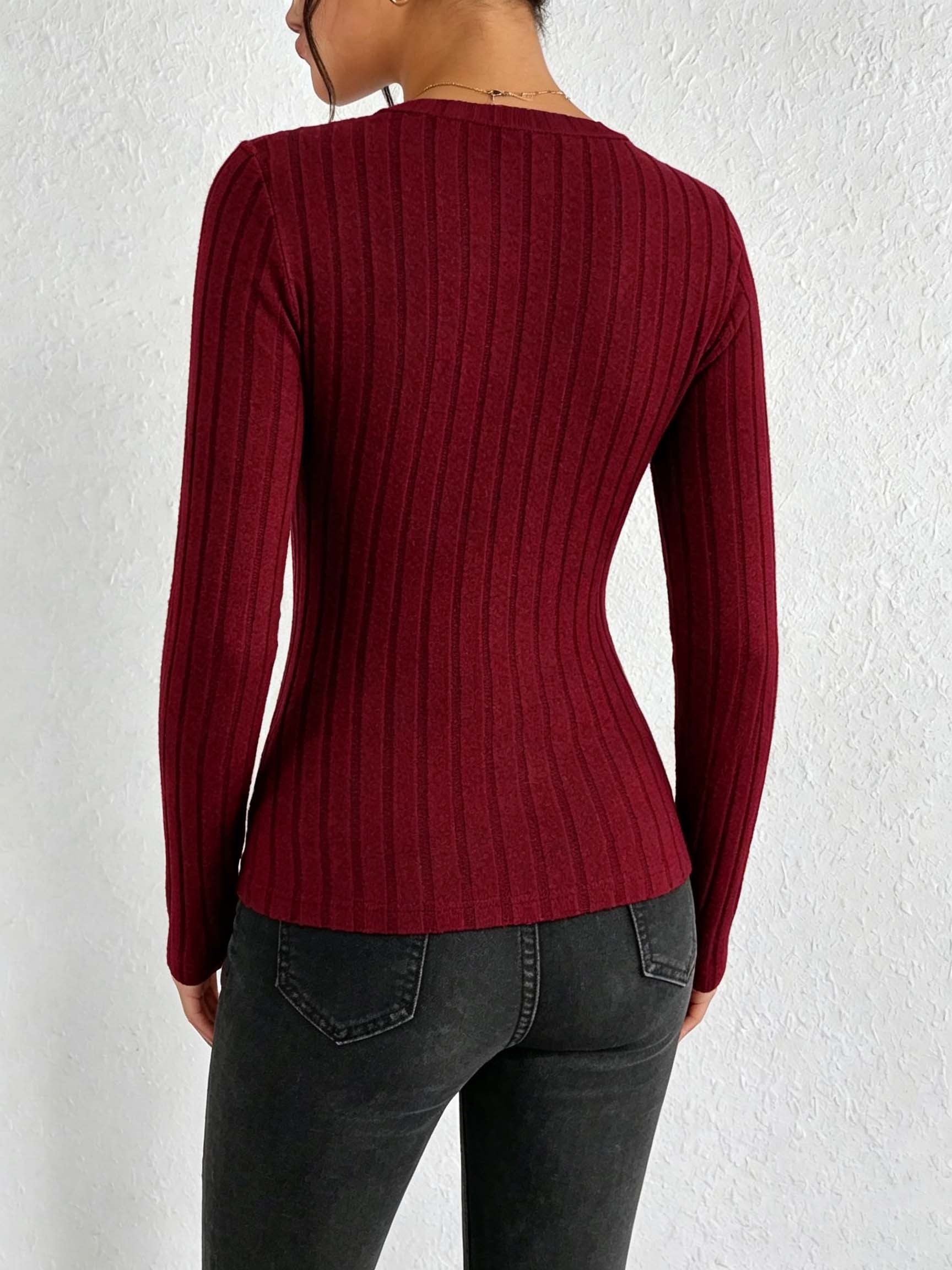Haut en maille côtelée à col e - Blouses avis et prix