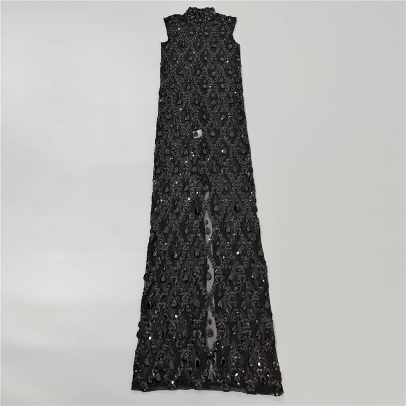 Robe de soirée noire scintilla - Sexy Mesh Sheer Bodycon Dress avis et prix