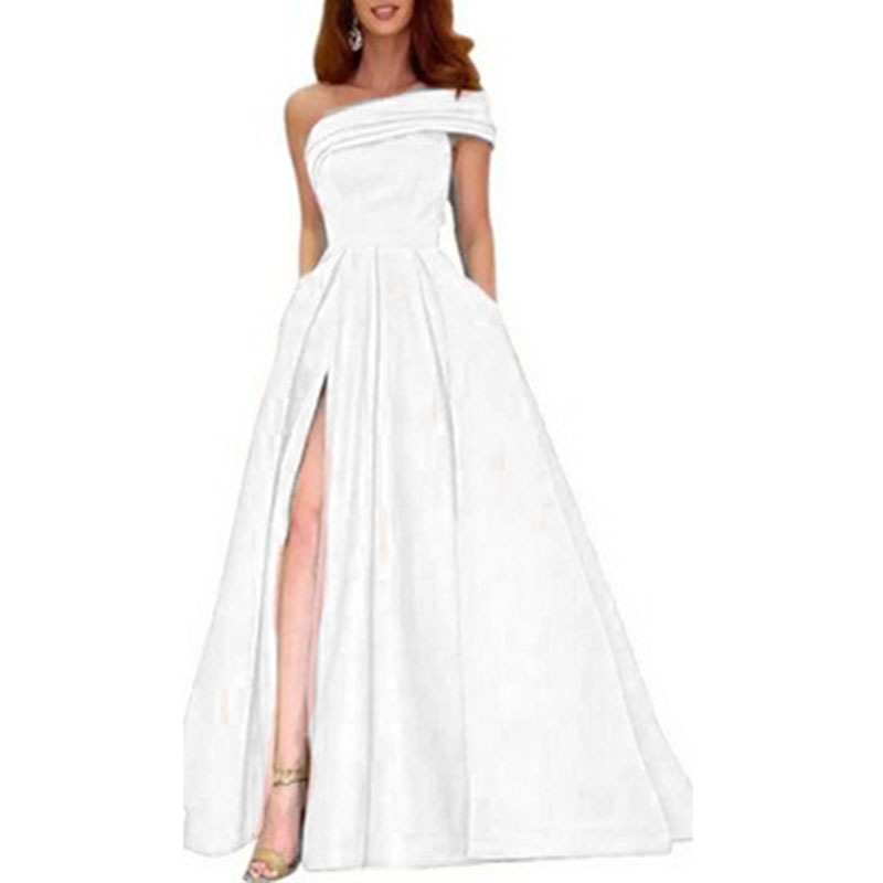 Robe de soirée élégante en sat - Elegant Satin Evening Gown Split avis et prix