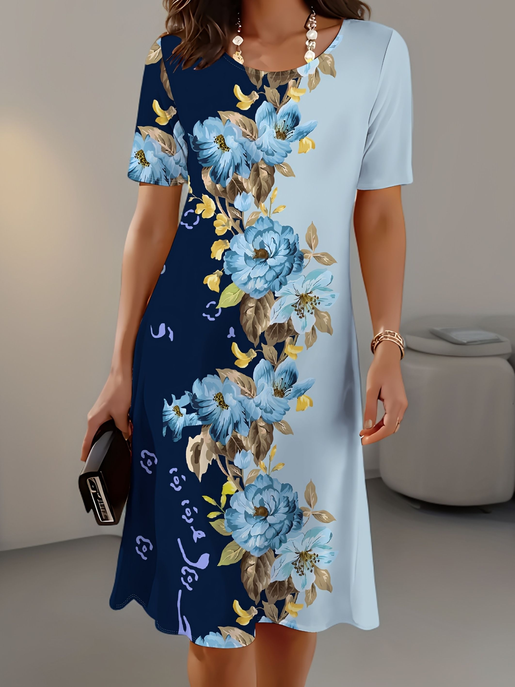Nouvelle robe pour femme, élég - French Vintage Floral Midi Dress avis et prix