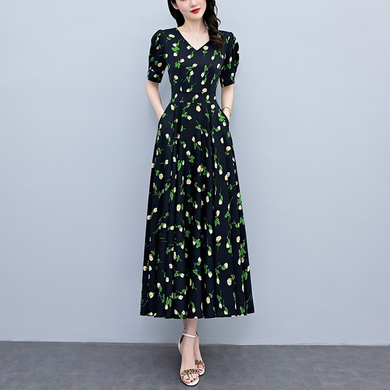 Robe longue moulante d'été à m - French Vintage Floral Midi Dress avis et prix
