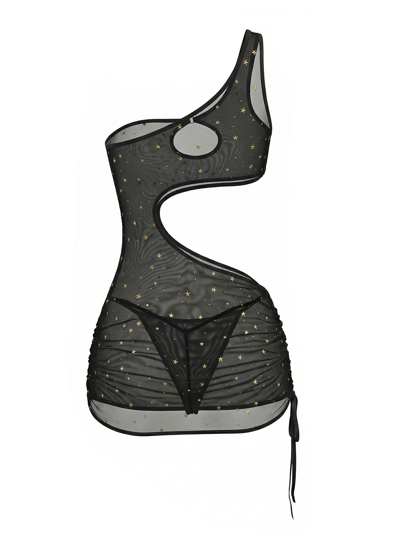 Robe de lingerie noire asymétr - Sexy Mesh Sheer Bodycon Dress avis et prix
