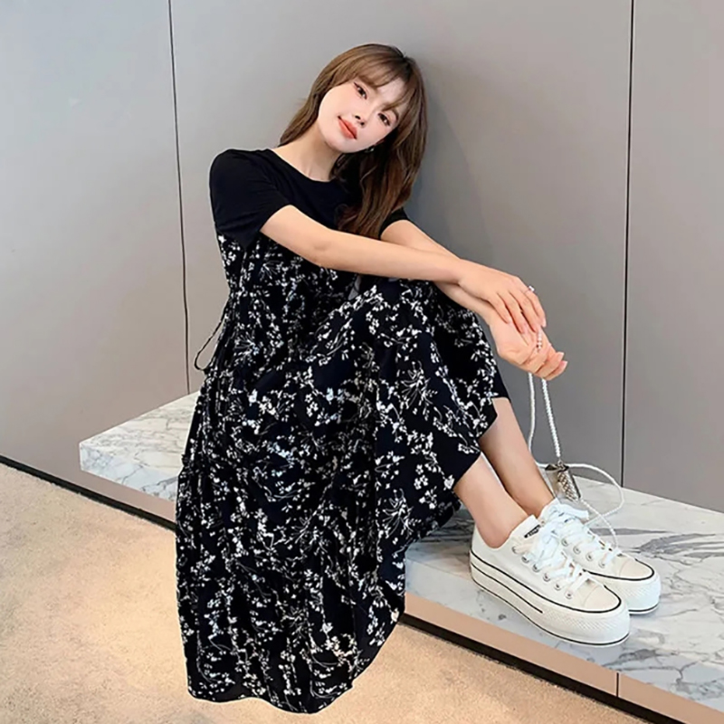 T-shirt femme faux deux pièces - Korean Style A Line Shirt Dress avis et prix