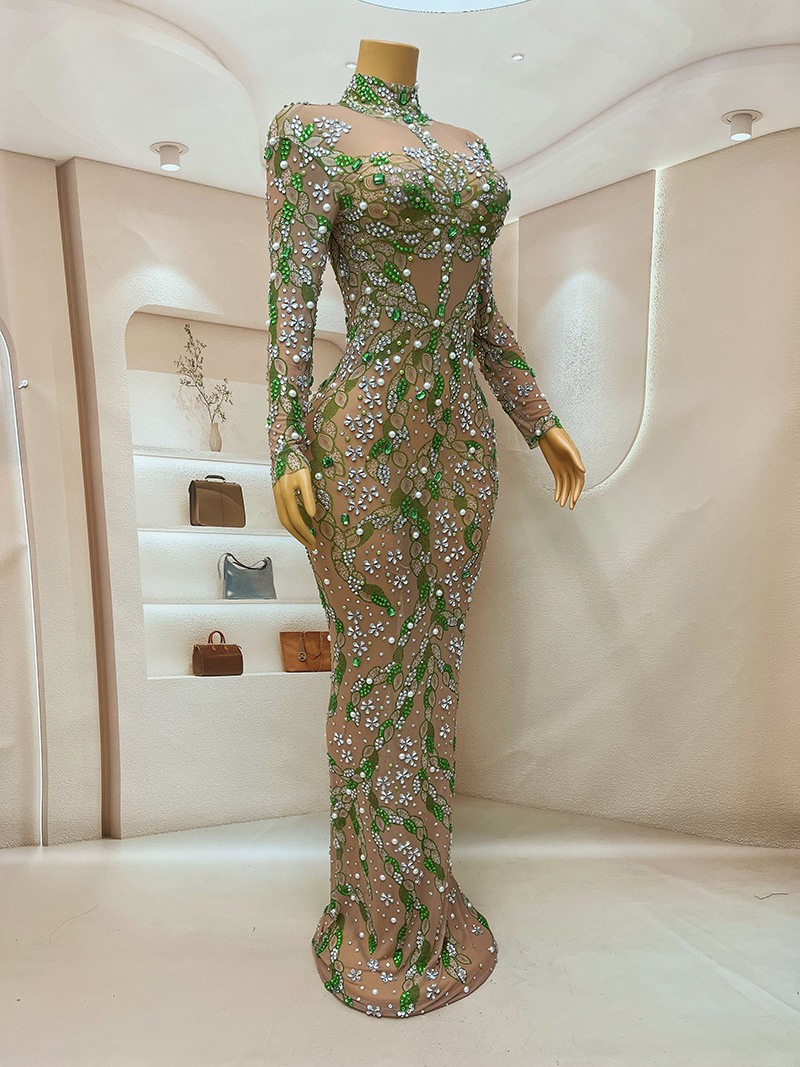 Robe de Soirée Longue et Luxue - Sparkly Rhinestone Club Party Dress avis et prix