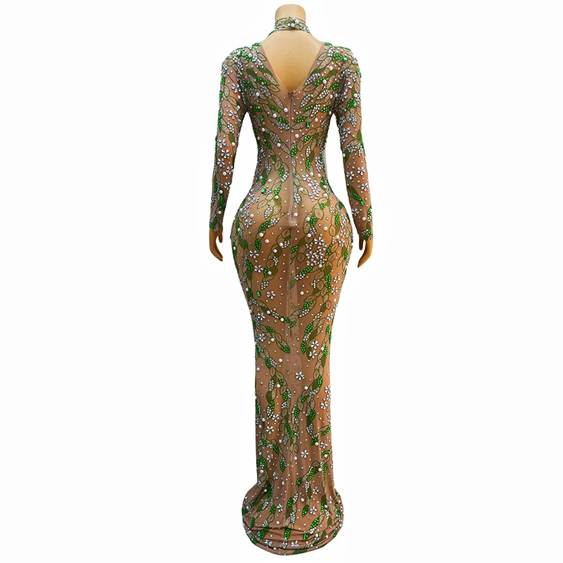 Robe de Soirée Longue et Luxue - Sparkly Rhinestone Club Party Dress avis et prix