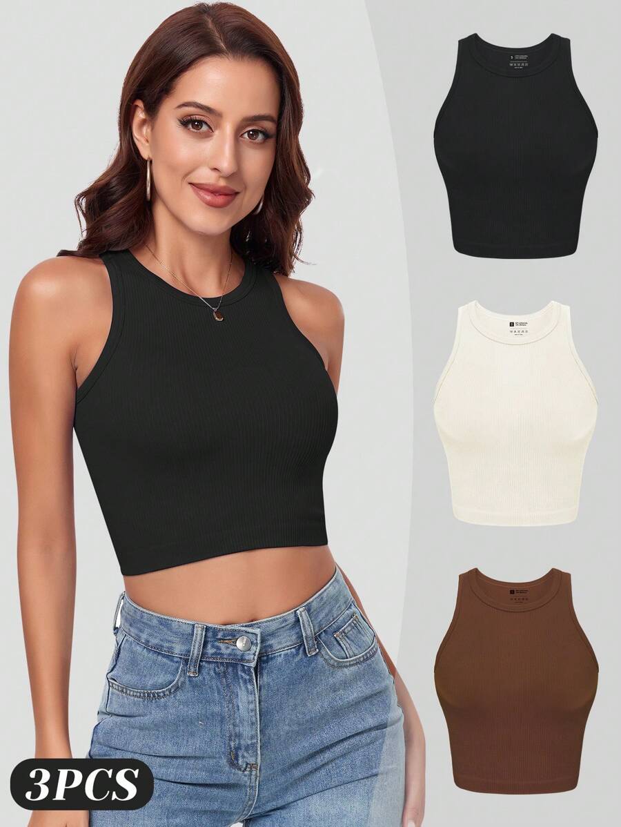 VVX Lot de 3 débardeurs courts - Seamless Ribbed Workout Tank Top avis et prix