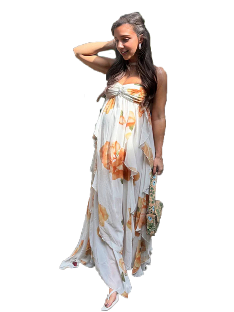 Boho Floral maternité Photosho - Boho Summer Beach Maxi Dress avis et prix
