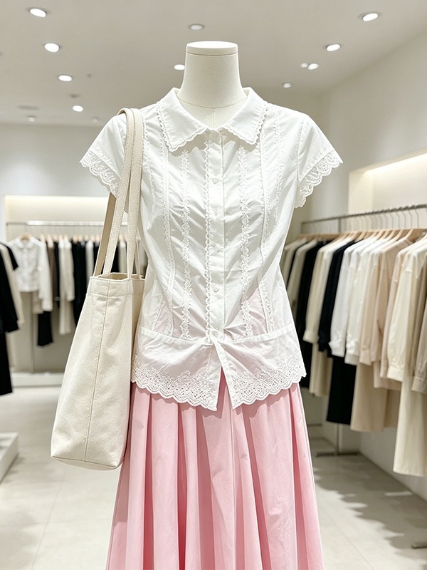 Ensemble élégant chemise et ju - Korean Style A Line Shirt Dress avis et prix