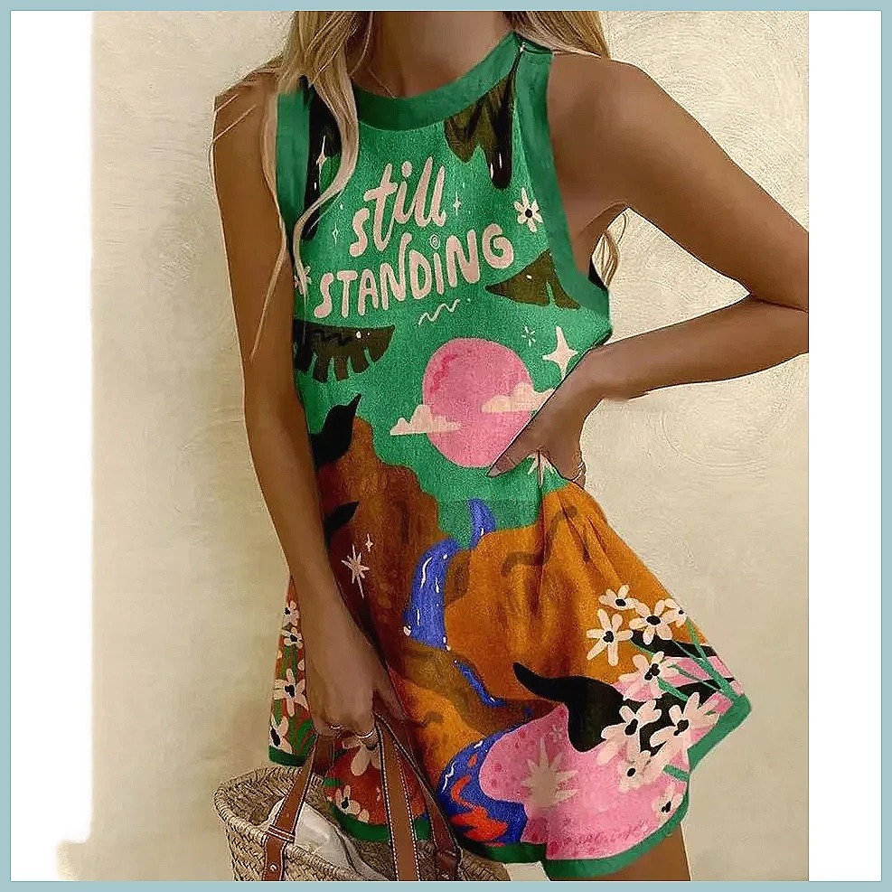Robe sans manches à imprimé an - Dresses avis et prix