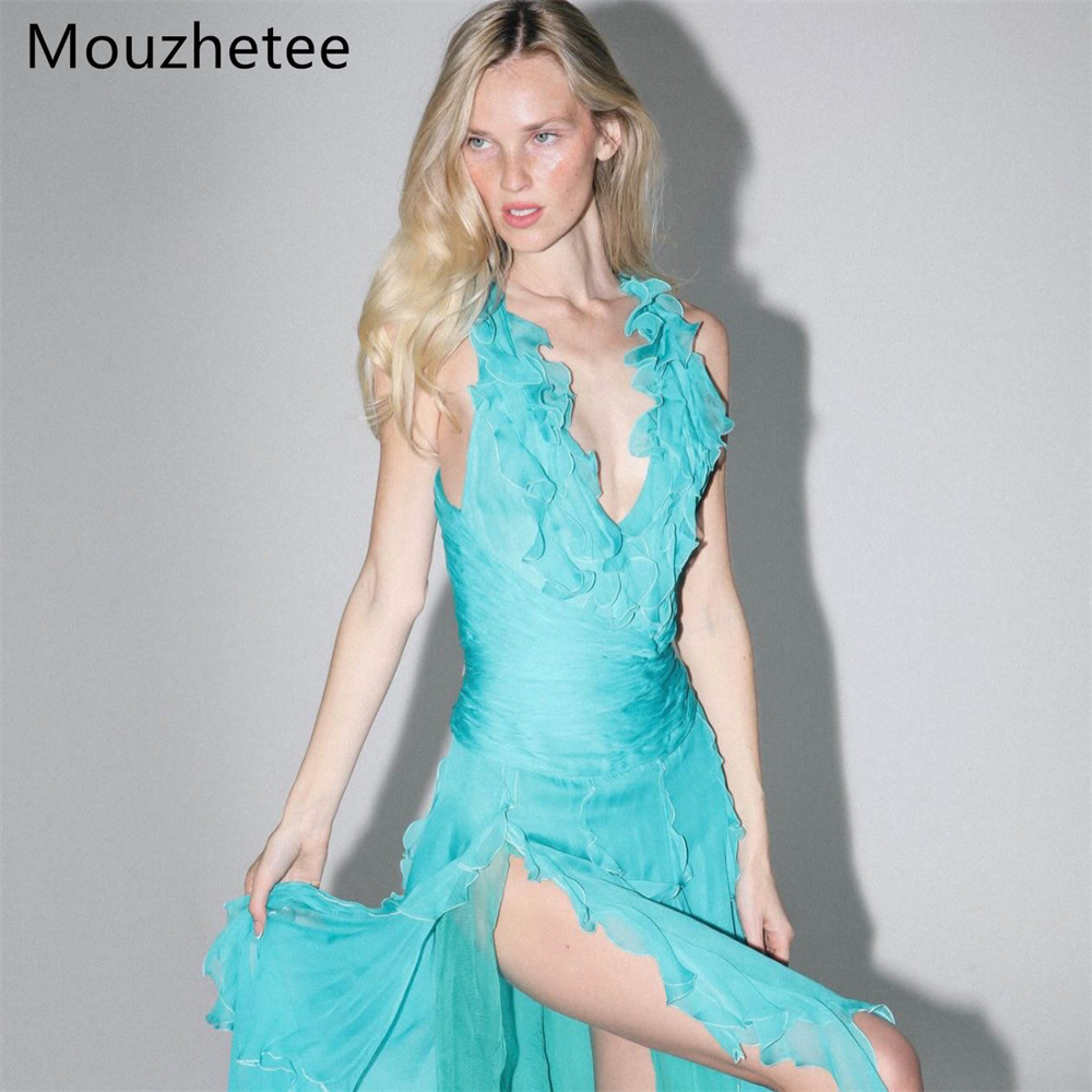 Robe de soirée simple Mouzhete - Elegant Satin Evening Gown Split avis et prix