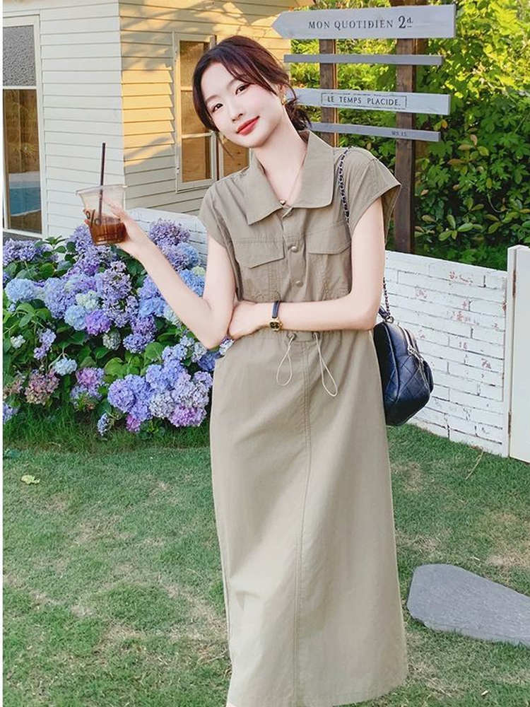 Robe chemise amincissante gran - Korean Style A Line Shirt Dress avis et prix
