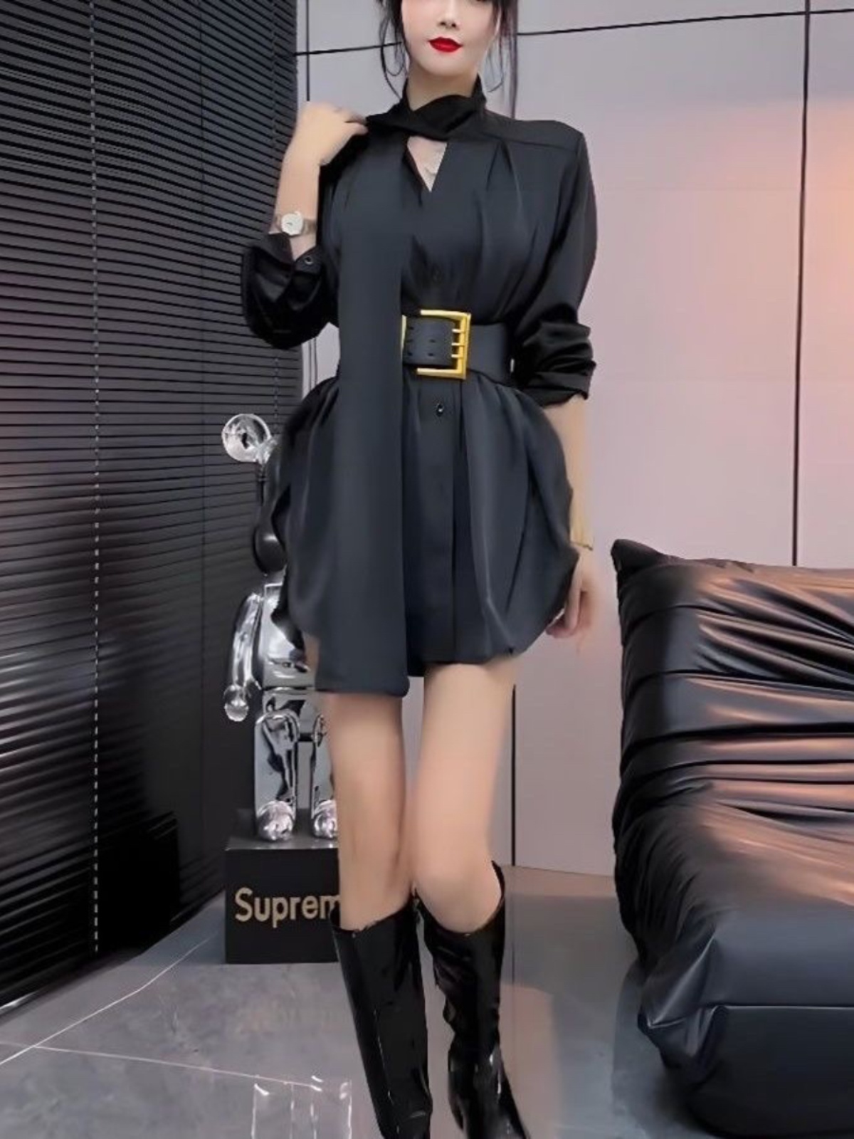 Robe chemise en soie blanche p - Korean Style A Line Shirt Dress avis et prix