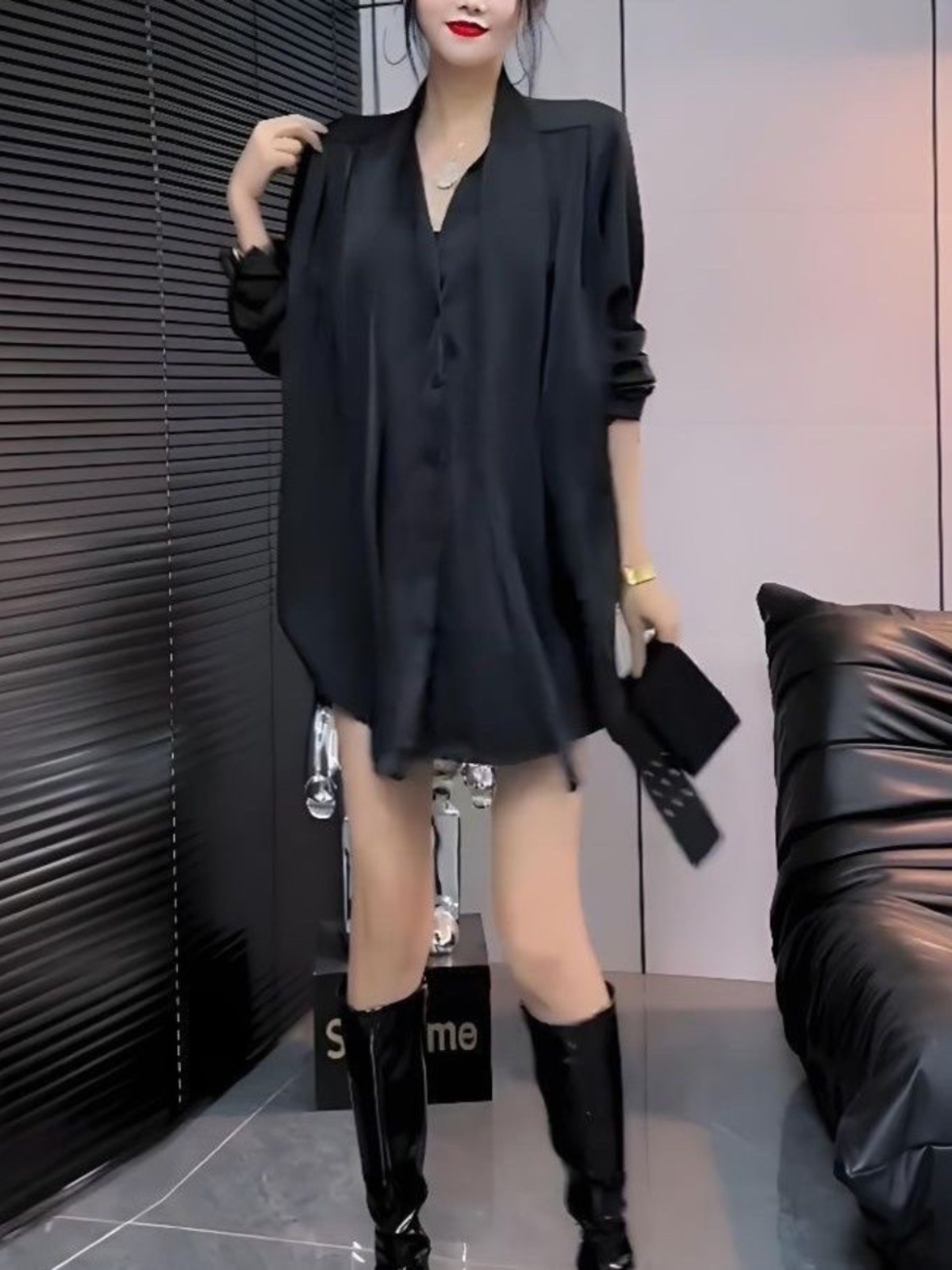 Robe chemise en soie blanche p - Korean Style A Line Shirt Dress avis et prix