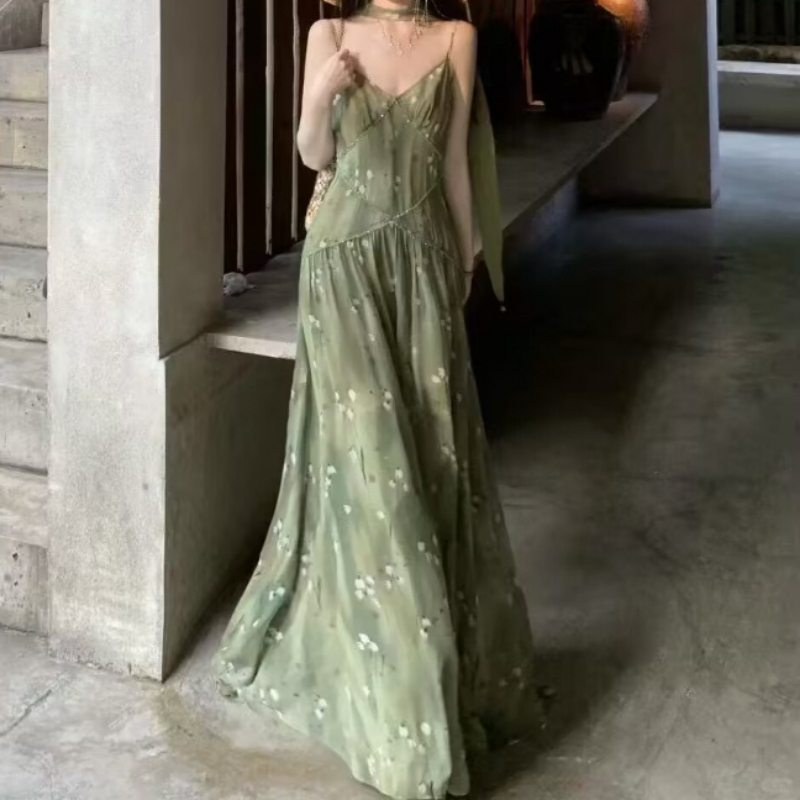 Robe mi-longue Vintage élégant - French Vintage Floral Midi Dress avis et prix