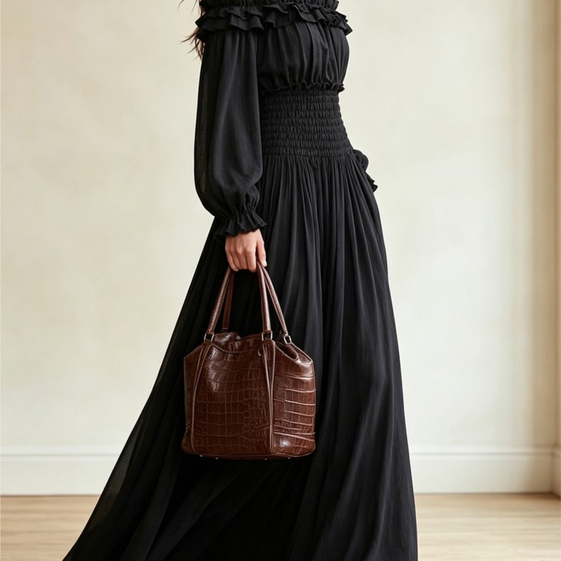 Robe longue à épaules dénudées - Off Shoulder Puff Sleeve Sundress avis et prix